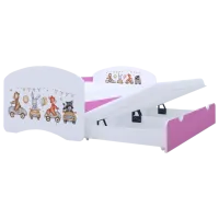 Pat pentru copii Happy Babies Happy Animals And Cars 90 x 180 cm / PVC / Pink