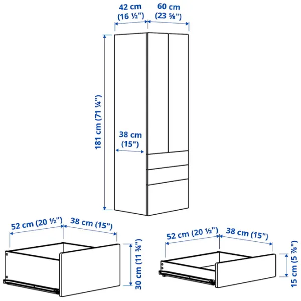Шкаф Ikea Smastad/Platsa 60 x 42см x 181 / ДСП / Белый photo 8
