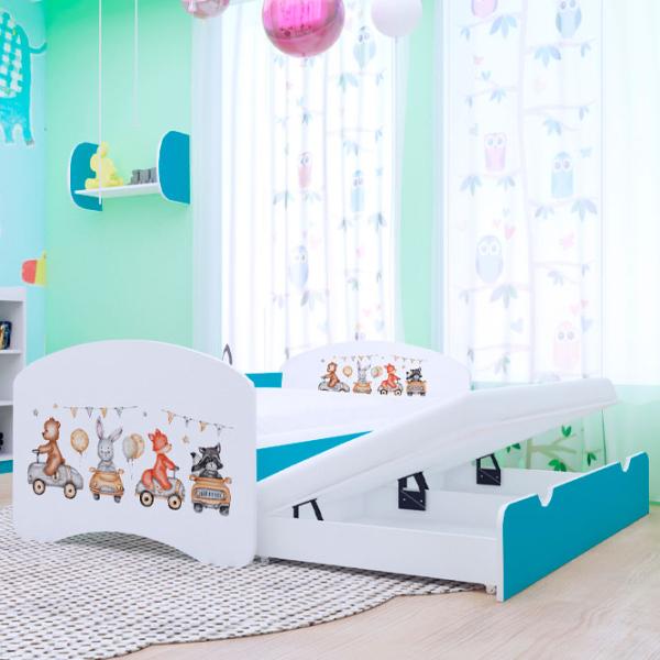 Pat pentru copii Happy Babies Happy Animals And Cars 90 x 180 cm / PVC / Blue photo 2 Pat pentru copii Happy Babies Happy Animals And Cars 90 x 180 cm / PVC / Blue photo 2
