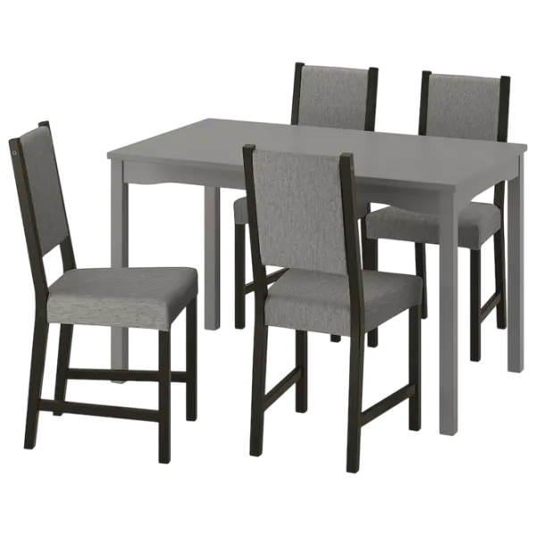 Обеденные стол со стульями Ikea Hauga/Stefan/Knisa Прямоугольная / ДСП / Серый photo 1