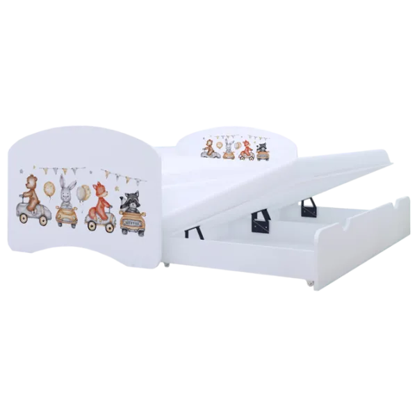 Pat pentru copii Happy Babies Happy Animals And Cars 90 x 180 cm / PVC / White photo 1 Pat pentru copii Happy Babies Happy Animals And Cars 90 x 180 cm / PVC / White photo 1