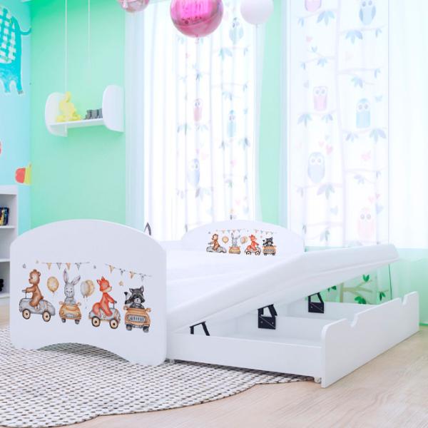 Pat pentru copii Happy Babies Happy Animals And Cars 90 x 180 cm / PVC / White photo 2 Pat pentru copii Happy Babies Happy Animals And Cars 90 x 180 cm / PVC / White photo 2
