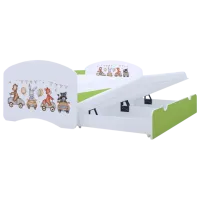 Pat pentru copii Happy Babies Happy Animals And Cars 80 x 160 cm / PVC / Green