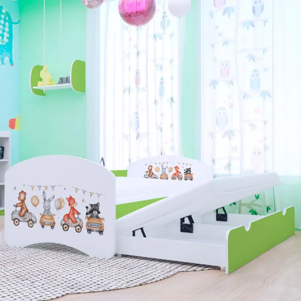 Детская кровать Happy Babies Happy Animals And Cars 80 x 160 см / ПВХ / Зеленый photo 2