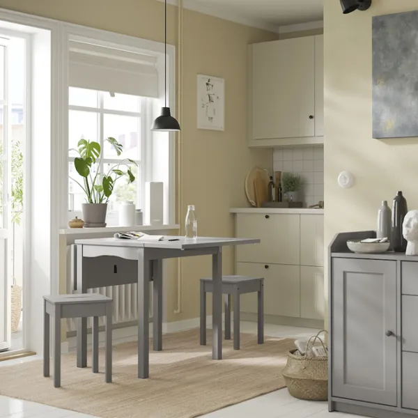 Обеденные стол со стульями Ikea Hauga Квадратная / ДСП / Серый photo 5