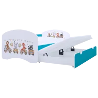 Детская кровать Happy Babies Happy Animals And Cars 80 x 160 см / ПВХ / Синий