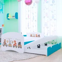 Pat pentru copii Happy Babies Happy Animals And Cars 80 x 160 cm / PVC / Blue photo 2
