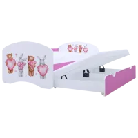 Pat pentru copii Happy Babies Happy Animals with Hearts 80 x 160 cm / PVC / Pink