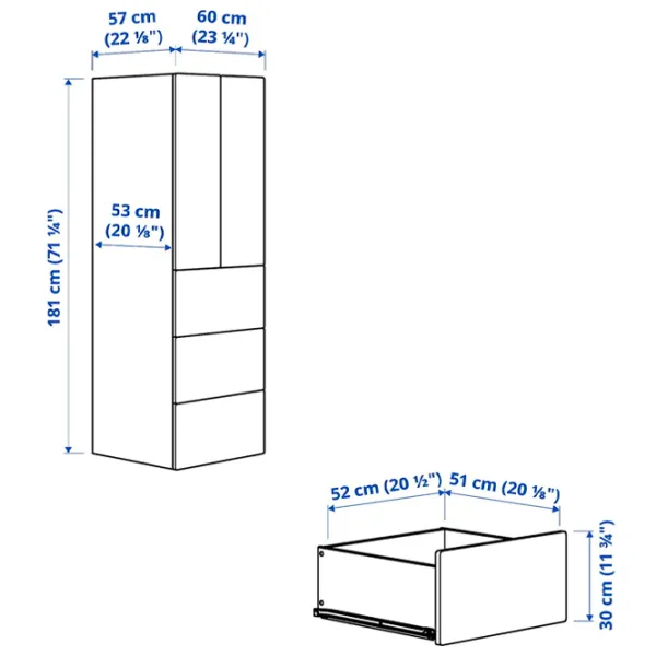 Dulap Ikea Smastad/Platsa 60 x 57 x 181 / DSP / Alb photo 7