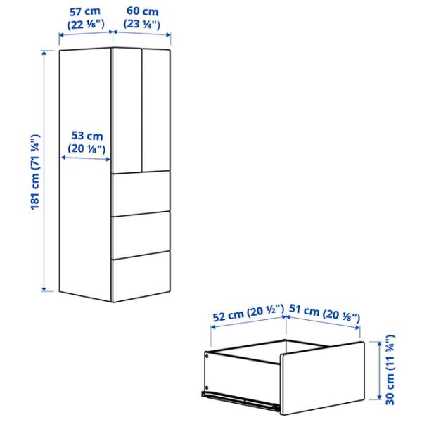 Dulap Ikea Smastad/Platsa 60 x 57 x 181 / DSP / Alb photo 7