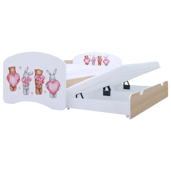 Pat pentru copii Happy Babies Happy Animals with Hearts 80 x 160 cm / PVC / Light Pear photo 1