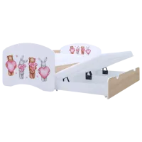 Pat pentru copii Happy Babies Happy Animals with Hearts 80 x 160 cm / PVC / Light Pear