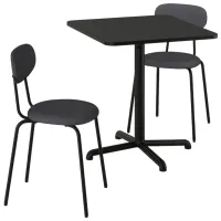 Обеденные стол со стульями Ikea Stenssele/Ostano/Remmarn Круглая / ДСП / Антрацит