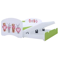 Pat pentru copii Happy Babies Happy Animals with Hearts 80 x 160 cm / PVC / Green