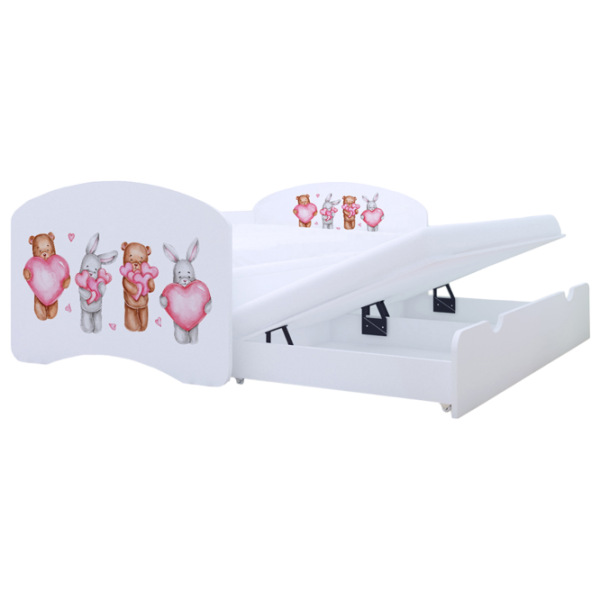 Pat pentru copii Happy Babies Happy Animals with Hearts 90 x 180 cm / PVC / White photo 1