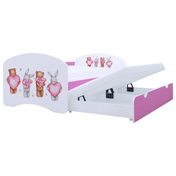 Детская кровать Happy Babies Happy Animals with Hearts 90 x 180 см / ПВХ / Розовый photo 1
