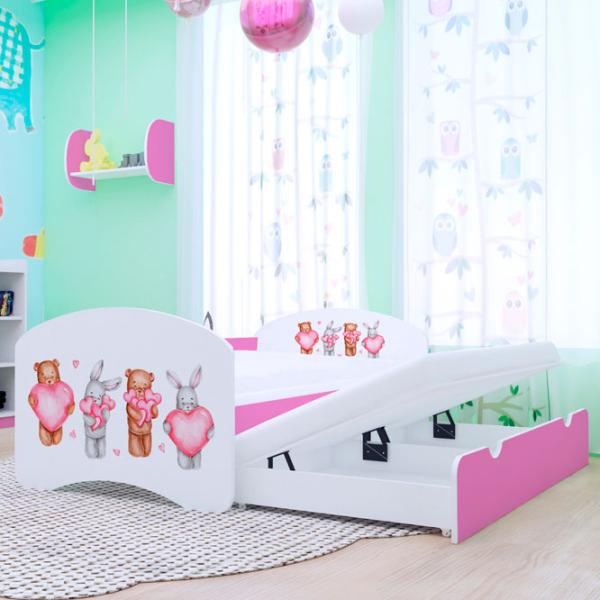 Детская кровать Happy Babies Happy Animals with Hearts 90 x 180 см / ПВХ / Розовый photo 2