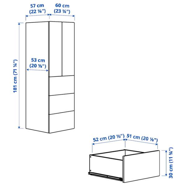 Dulap Ikea Smastad/Platsa 60 x 57 x 181 / DSP / Alb photo 7