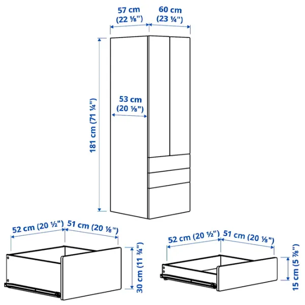 Dulap Ikea Smastad/Platsa 60 x 57 x 181 / DSP / Alb photo 7