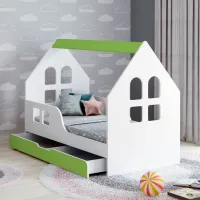 Детская кровать Happy Babies House Windows L04 80 x 160 см / ЛДСП / Зеленый