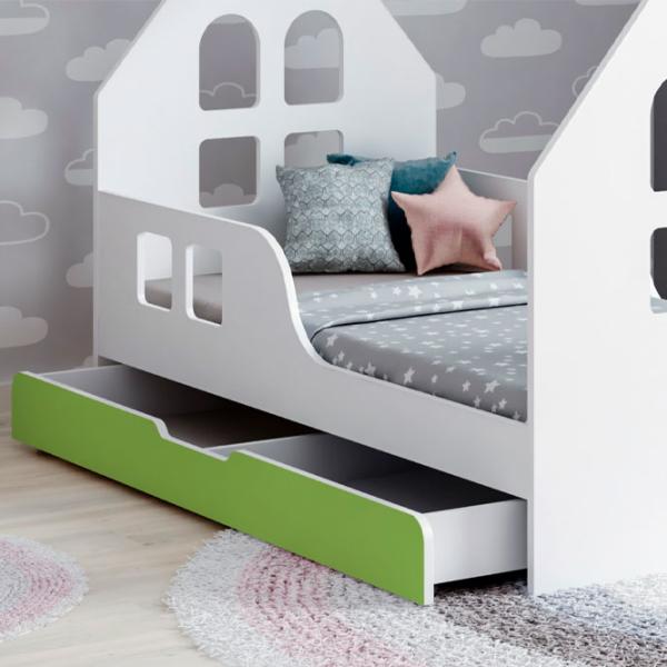 Pat pentru copii Happy Babies House Windows L04 80 x 160 cm / PAL / Green photo 2
