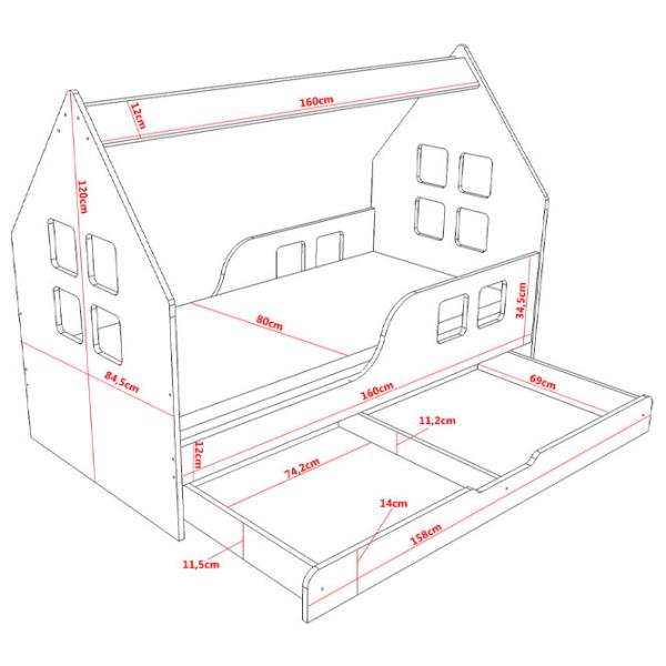 Детская кровать Happy Babies House Windows L04 80 x 160 см / ЛДСП / Розовый photo 4 Детская кровать Happy Babies House Windows L04 80 x 160 см / ЛДСП / Розовый photo 4