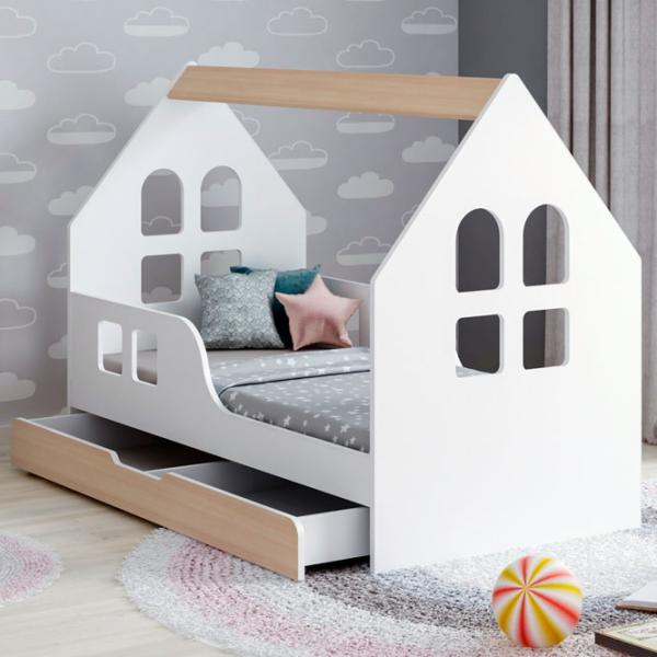 Детская кровать Happy Babies House Windows L04 80 x 160 см / ЛДСП / Светлая груша photo 1