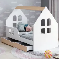 Детская кровать Happy Babies House Windows L04 80 x 160 см / ЛДСП / Светлая груша