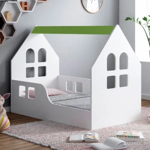 Pat pentru copii Happy Babies House Windows L03 80 x 160 cm / PAL / Green photo 3 Pat pentru copii Happy Babies House Windows L03 80 x 160 cm / PAL / Green photo 3