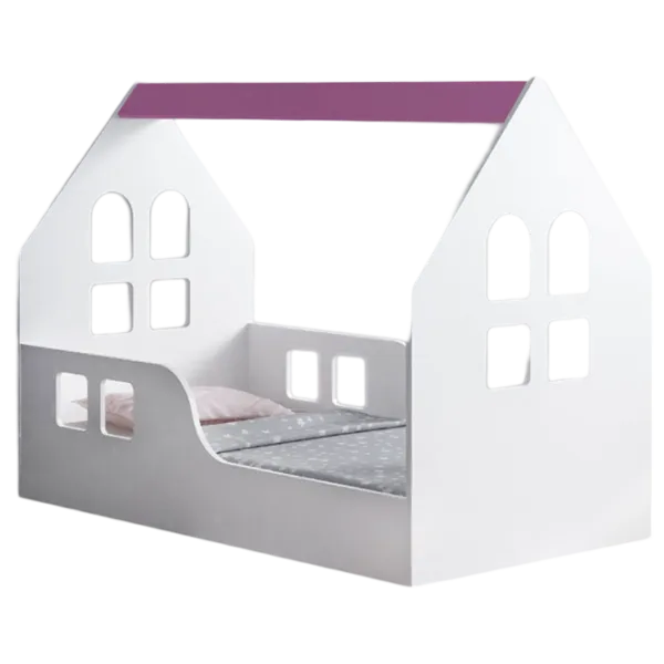 Pat pentru copii Happy Babies House Windows L03 80 x 160 cm / PAL / Pink photo 1