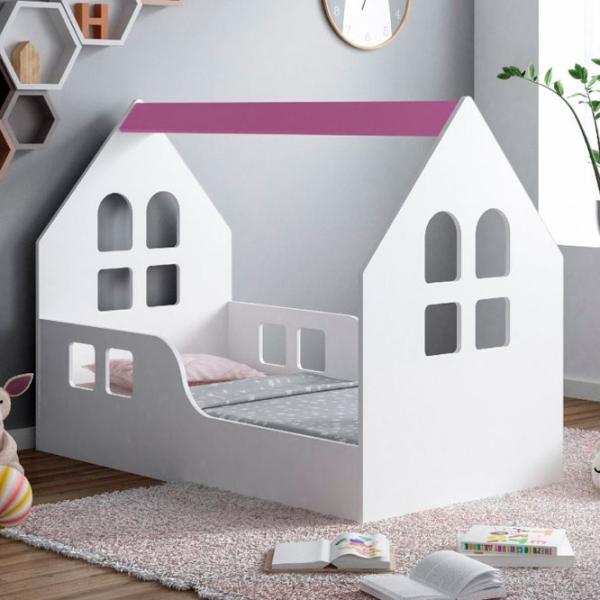 Pat pentru copii Happy Babies House Windows L03 80 x 160 cm / PAL / Pink photo 2