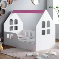 Детская кровать Happy Babies House Windows L03 80 x 160 см / ЛДСП / Розовый photo 2