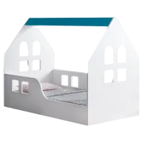 Pat pentru copii Happy Babies House Windows L03 80 x 160 cm / PAL / Blue