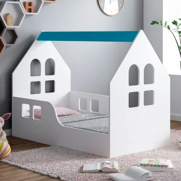 Детская кровать Happy Babies House Windows L03 80 x 160 см / ЛДСП / Синий photo 2