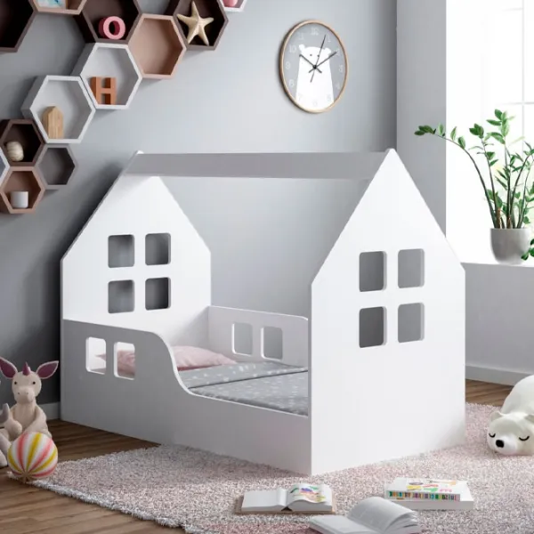 Детская кровать Happy Babies House Windows L03 80 x 160 см / ЛДСП / Белый photo 2