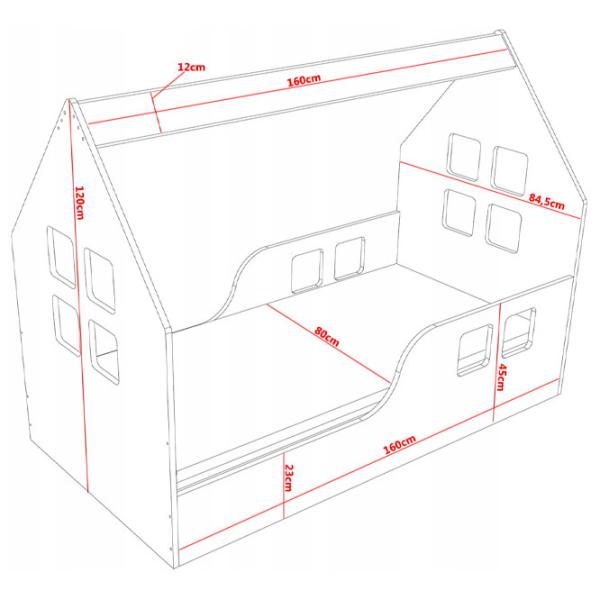 Детская кровать Happy Babies House Windows L03 80 x 160 см / ЛДСП / Белый photo 4