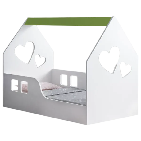 Pat pentru copii Happy Babies House Heart L03 80 x 160 cm / PAL / Green photo 1 Pat pentru copii Happy Babies House Heart L03 80 x 160 cm / PAL / Green photo 1