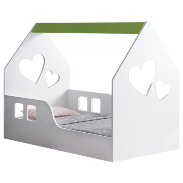 Pat pentru copii Happy Babies House Heart L03 80 x 160 cm / PAL / Green photo 1 Pat pentru copii Happy Babies House Heart L03 80 x 160 cm / PAL / Green photo 1