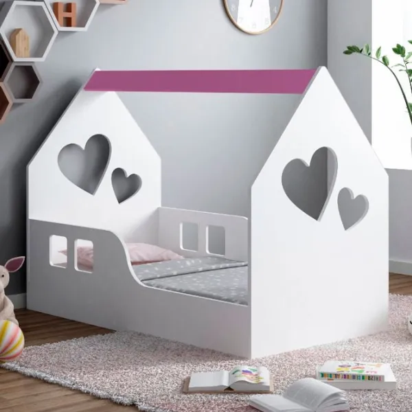 Детская кровать Happy Babies House Heart L03 80 x 160 см / ЛДСП / Розовый photo 2 Детская кровать Happy Babies House Heart L03 80 x 160 см / ЛДСП / Розовый photo 2