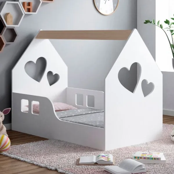 Pat pentru copii Happy Babies House Heart L03 80 x 160 cm / PAL / Light Pear photo 2 Pat pentru copii Happy Babies House Heart L03 80 x 160 cm / PAL / Light Pear photo 2