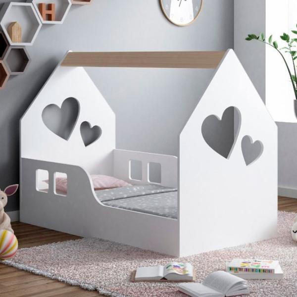 Pat pentru copii Happy Babies House Heart L03 80 x 160 cm / PAL / Light Pear photo 2 Pat pentru copii Happy Babies House Heart L03 80 x 160 cm / PAL / Light Pear photo 2