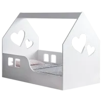 Pat pentru copii Happy Babies House Heart L03 80 x 160 cm / PAL / White