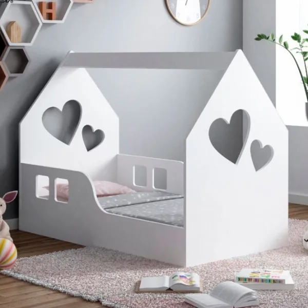 Детская кровать Happy Babies House Heart L03 80 x 160 см / ЛДСП / Белый photo 2 Детская кровать Happy Babies House Heart L03 80 x 160 см / ЛДСП / Белый photo 2