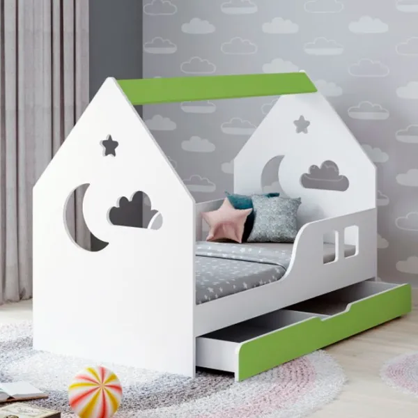 Детская кровать Happy Babies House Cloud L04 80 x 160 см / ЛДСП / Зеленый photo 1