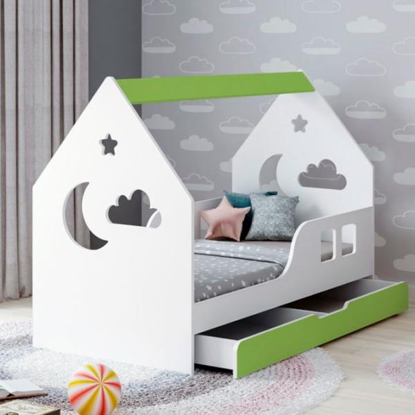 Детская кровать Happy Babies House Cloud L04 80 x 160 см / ЛДСП / Зеленый photo 1