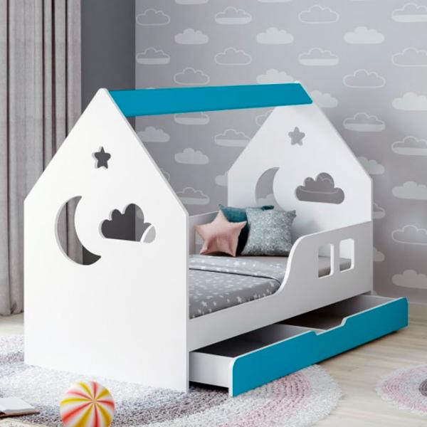 Детская кровать Happy Babies House Cloud L04 80 x 160 см / ЛДСП / Синий photo 1