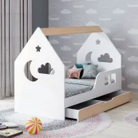 Детская кровать Happy Babies House Cloud L04 80 x 160 см / ЛДСП / Светлая груша