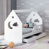 Детская кровать Happy Babies House Cloud L04 80 x 160 см / ЛДСП / Белый