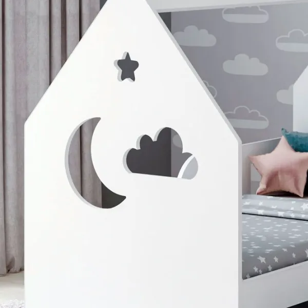 Pat pentru copii Happy Babies House Cloud L04 80 x 160 cm / PAL / White photo 2 Pat pentru copii Happy Babies House Cloud L04 80 x 160 cm / PAL / White photo 2