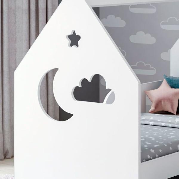 Pat pentru copii Happy Babies House Cloud L04 80 x 160 cm / PAL / White photo 2 Pat pentru copii Happy Babies House Cloud L04 80 x 160 cm / PAL / White photo 2